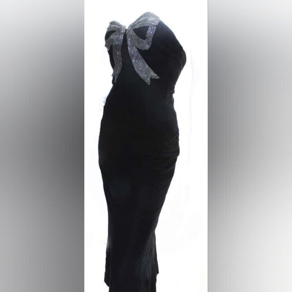$6,000 OSCAR DE LA RENTA BLACK VELVET EMBROIDERED BEAD RUNWAY GOWN US S - Picture 3 of 7